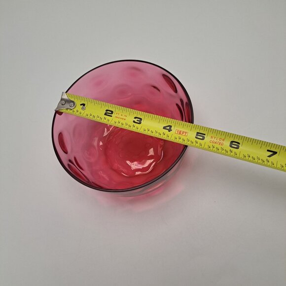 LG Wright Glass Thumbprint Cranberry Bowl - Picture 6 of 9